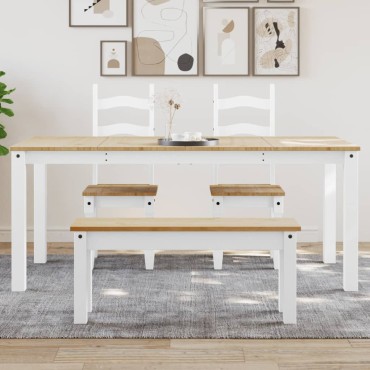 vidaXL Τραπεζαρία Panama Λευκό 180x90x75cm από Μασίφ Ξύλο Πεύκου 1 τεμ.