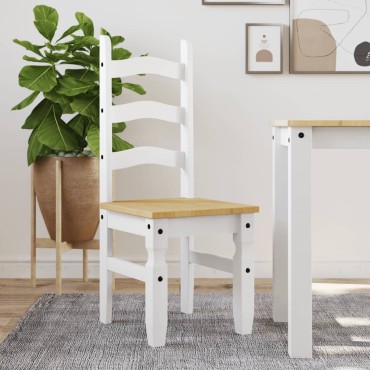 vidaXL Καρέκλες Τραπεζαρίας Corona Λευκό 42x47x107cm Μασίφ Ξύλο Πεύκου