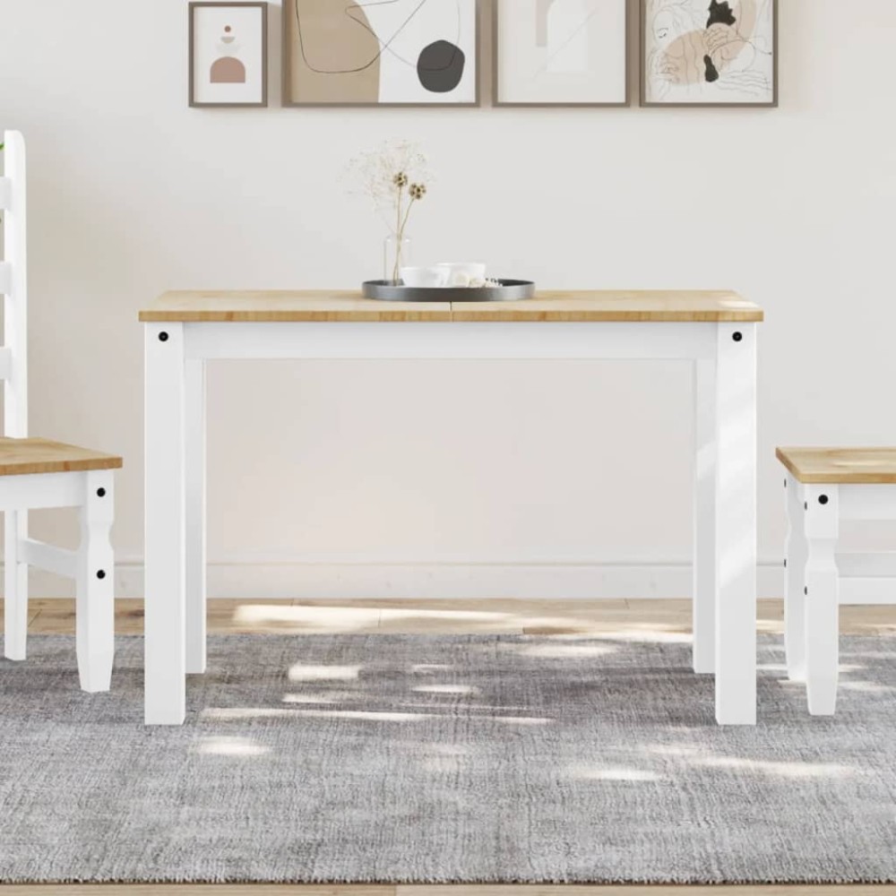 vidaXL Τραπεζαρία PANAMA Λευκό 112x60x75cm από Μασίφ Ξύλο Πεύκου 1 τεμ.