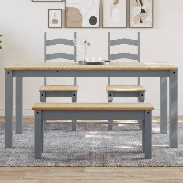 vidaXL Τραπεζαρία Panama Γκρι 160x80x75cm από Μασίφ Ξύλο Πεύκου 1 τεμ.