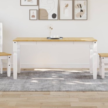vidaXL Τραπεζαρία Corona Λευκό 160x80x75cm από Μασίφ Ξύλο Πεύκου 1 τεμ.