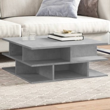 vidaXL Τραπεζάκι Σαλονιού Γκρι Σκυροδ. 70x70x29cm Επεξεργ. Ξύλο 1 τεμ.