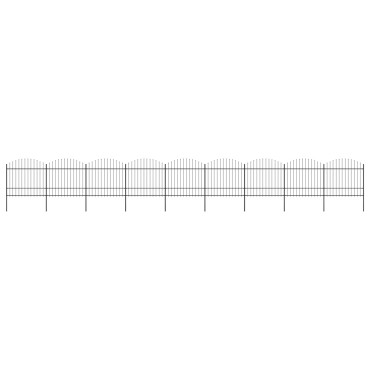 vidaXL Κάγκελα Περίφραξης με Λόγχες Μαύρα (1,5-1,75)x15,3 μ. Ατσάλινα