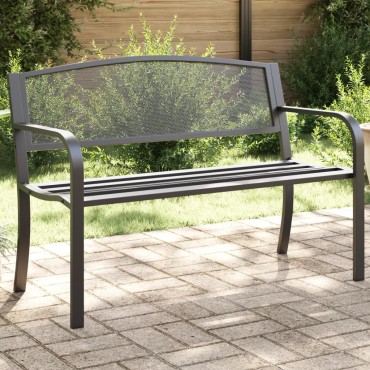 vidaXL Παγκάκι Κήπου Μαύρο Ατσάλινο 119x52x82cm 1 τεμ.