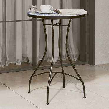 vidaXL Τραπέζι Bistro «Μωσαϊκό» Μπλε/Λευκό 50x70cm Κεραμικό 1 τεμ.