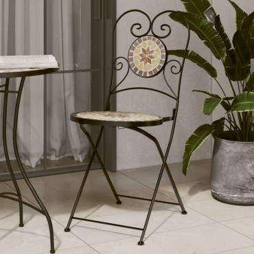 vidaXL Καρέκλες Bistro Πτυσσόμενες 2 τεμ. Τερακότα/Λευκές Κεραμικές 38x45,5x89,5cm