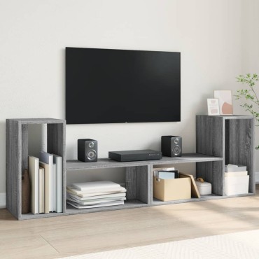 vidaXL Έπιπλα Τηλεόρασης 2 τεμ. Γκρι Sonoma 75x30x50cm Επεξ. Ξύλο