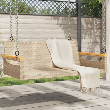 vidaXL Παγκάκι Κούνια Μπεζ 109x62x40cm από Συνθετικό Ρατάν 1 τεμ.