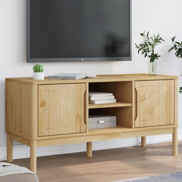 vidaXL Έπιπλο Τηλεόρασης FLORO Καφέ 114x43x55cm από Μασίφ Ξύλο Πεύκου