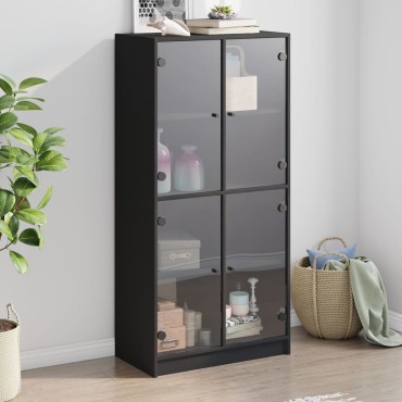 vidaXL Ντουλάπα με Πόρτες Μαύρο 68x37x142cm Επεξεργασμένο Ξύλο 1 τεμ.