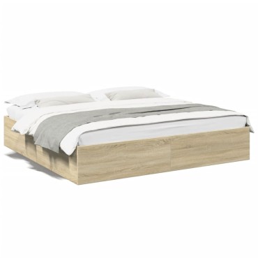 vidaXL Πλαίσιο Κρεβατιού Sonoma Δρυς 200x200 εκ. Επεξεργασμένο Ξύλο