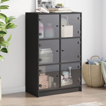 vidaXL Ντουλάπι με Πόρτες Μαύρο 68x37x109cm από Επεξεργασμένο Ξύλο 1 τεμ.