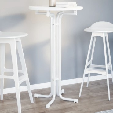 vidaXL Τραπεζαρία Λευκή 60x110cm από Επεξεργασμένο Ξύλο/Ατσάλι 1 τεμ.