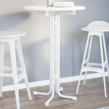 vidaXL Τραπεζαρία Λευκή 70x110cm από Επεξεργασμένο Ξύλο/Ατσάλι 1 τεμ.