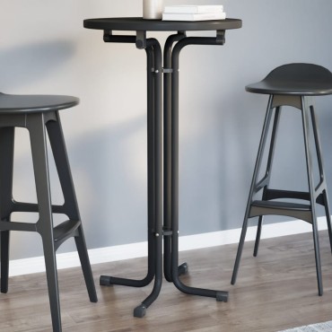 vidaXL Τραπεζαρία Μαύρη 60x110cm από Επεξεργασμένο Ξύλο/Ατσάλι 1 τεμ.