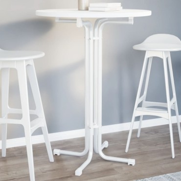 vidaXL Τραπεζαρία Λευκή 80x110cm από Επεξεργασμένο Ξύλο/Ατσάλι 1 τεμ.