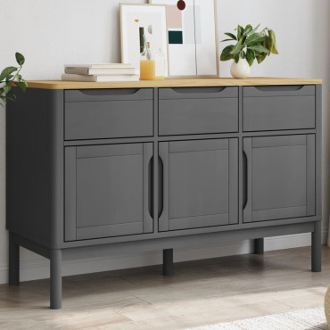 vidaXL Ντουλάπι FLORO Γκρι 114x43x74cm από Μασίφ Ξύλο Πεύκου 1 τεμ.