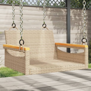 vidaXL Παγκάκι Κούνια Μπεζ 63x62x40cm από Συνθετικό Ρατάν 1 τεμ.