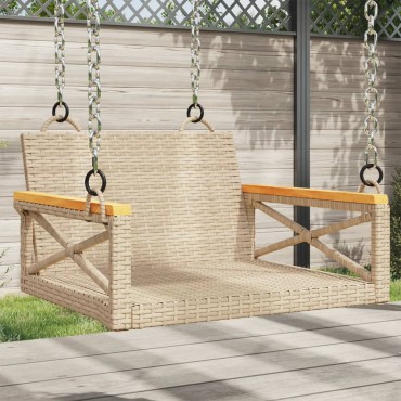 vidaXL Παγκάκι Κούνια Μπεζ 63x62x40cm από Συνθετικό Ρατάν 1 τεμ.