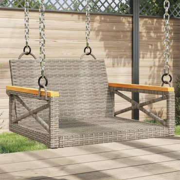 vidaXL Παγκάκι Κούνια Γκρι 63x62x40cm από Συνθετικό Ρατάν 1 τεμ.