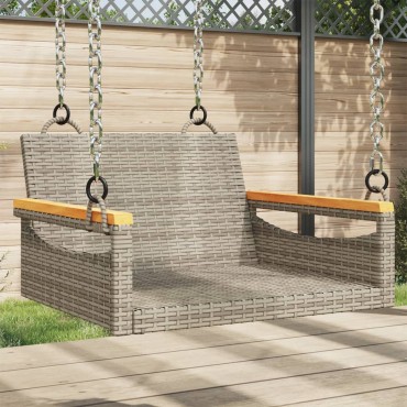 vidaXL Παγκάκι Κούνια Γκρι 63x62x40cm από Συνθετικό Ρατάν 1 τεμ.