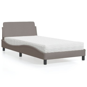 vidaXL Κρεβάτι με Στρώμα Taupe 100 x 200 εκ. Υφασμάτινο