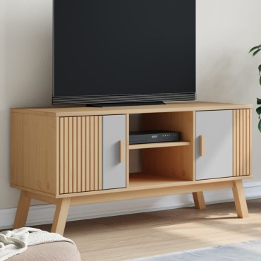 vidaXL Έπιπλο Τηλεόρασης OLDEN ΓκριΚαφέ 114x43x57cm Μασίφ Ξύλο Πεύκου