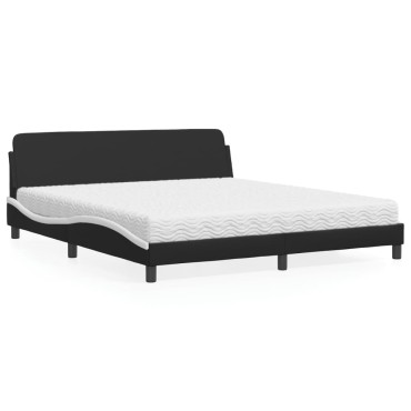 vidaXL Κρεβάτι με Στρώμα Μαύρο/Λευκό 180x200 εκ. από Συνθετικό δέρμα