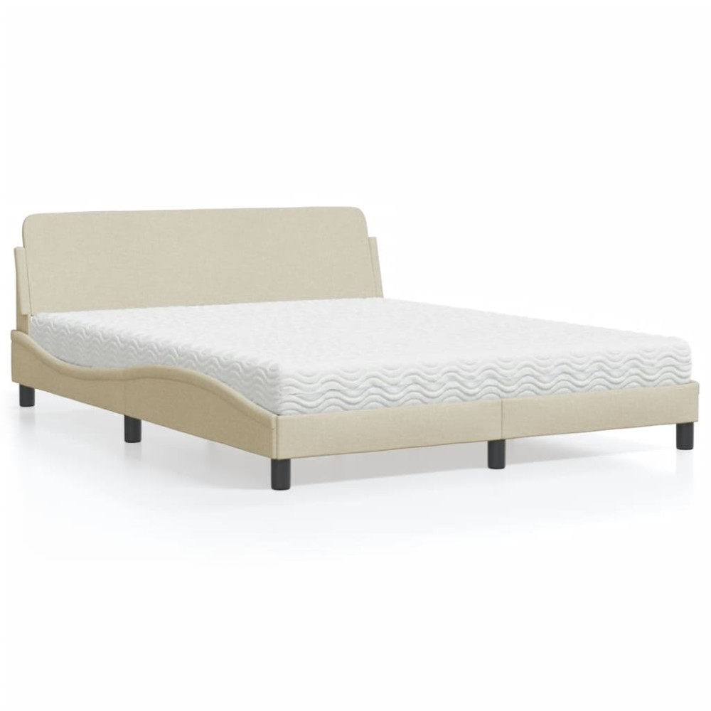 vidaXL Κρεβάτι Κρεμ 160x200 εκ. Υφασμάτινο
