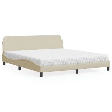 vidaXL Κρεβάτι Κρεμ 180x200 εκ. Υφασμάτινο