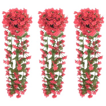 vidaXL Γιρλάντες Λουλουδιών Τεχνητές 3 τεμ. Rose Red 85 εκ.