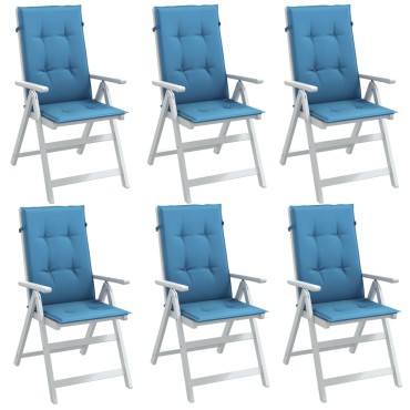 vidaXL Μαξιλάρια Καρέκλας με Πλάτη 6 τεμ. Μπλε 120x50x4cm Ύφασμα