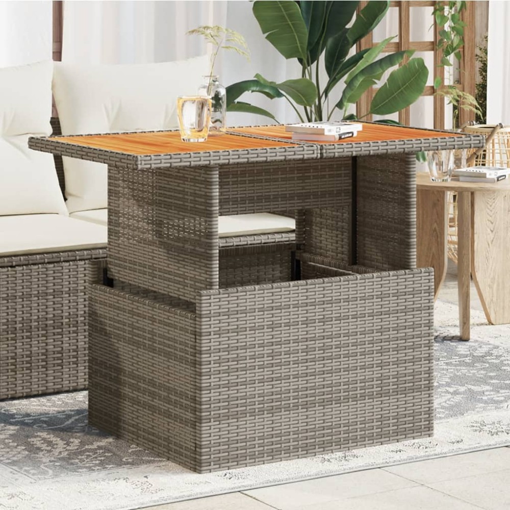 vidaXL Τραπέζι Κήπου Γκρι 100x55x73cm Συνθετικό Ρατάν/Ξύλο Ακακίας 1 τεμ.