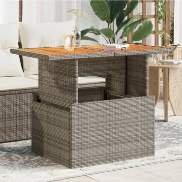 vidaXL Τραπέζι Κήπου Γκρι 100x55x73cm Συνθετικό Ρατάν/Ξύλο Ακακίας 1 τεμ.