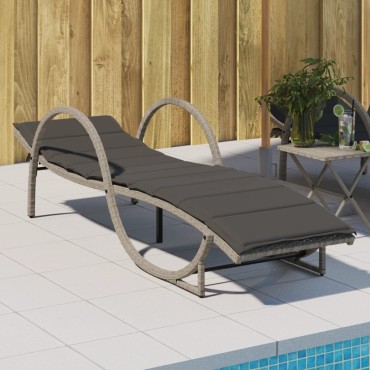 vidaXL Ξαπλώστρα Αν. Γκρι 60x199x42cm Συνθετικό Ρατάν με Μαξιλάρι 1 τεμ.