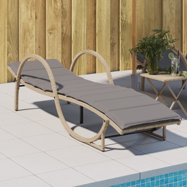 vidaXL Ξαπλώστρα Μπεζ 60x199x42cm από Συνθετικό Ρατάν με Μαξιλάρι 1 τεμ.