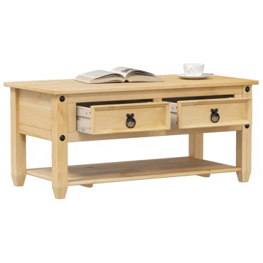vidaXL Τραπεζάκι Corona Με Συρτάρια 100x48x45cm Μασίφ Ξύλο Πεύκου 1 τεμ.