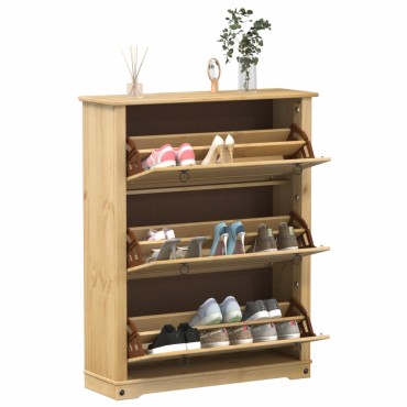 vidaXL Παπουτσοθήκη Corona 99x32x124,5cm από Μασίφ Ξύλο Πεύκου