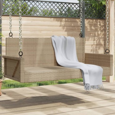 vidaXL Παγκάκι Κούνια Μπεζ 119x56x48cm από Συνθετικό Ρατάν 1 τεμ.