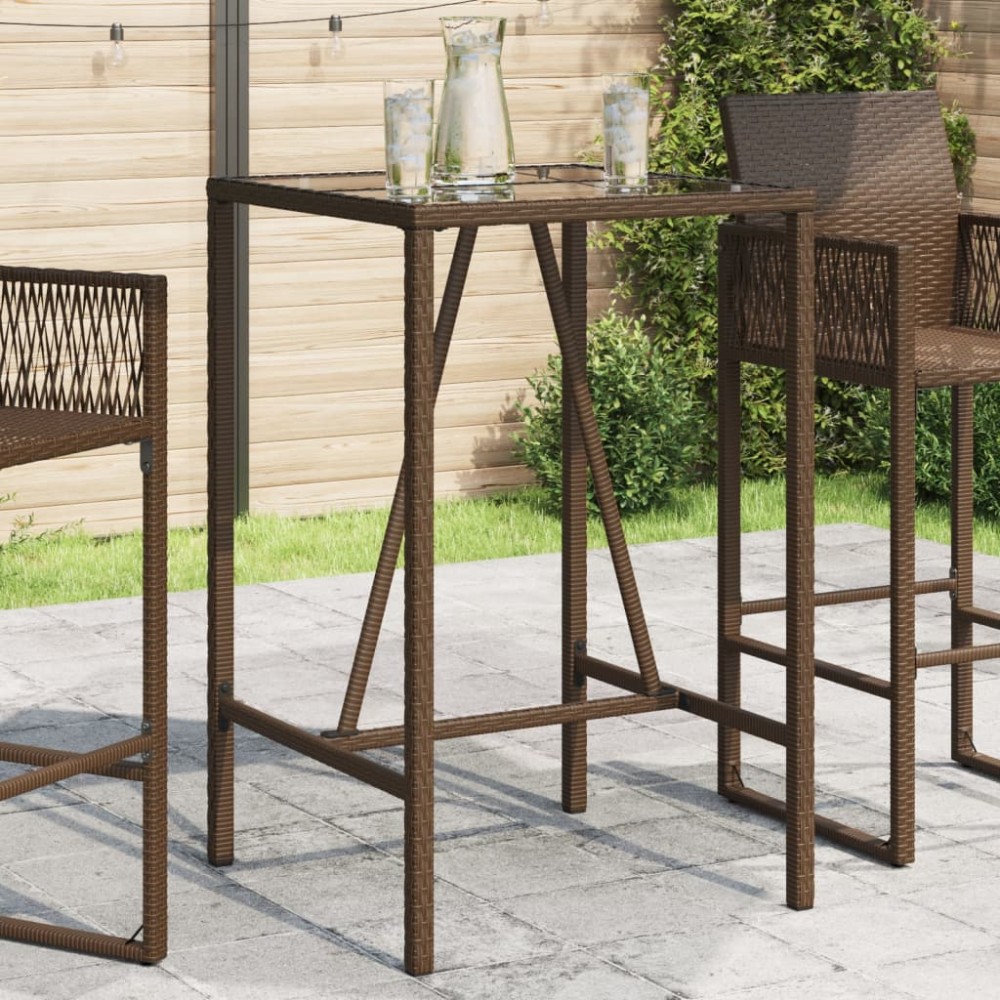 vidaXL Τραπέζι Μπαρ Εξ. Χώρου Καφέ 70x70x110cm Συνθετικό Ρατάν 1 τεμ.