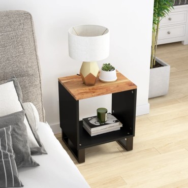 vidaXL Τραπεζάκι Σαλονιού 40x31x46cm Μασίφ Ξύλο Ακακίας & Επεξ. Ξύλο 1 τεμ.