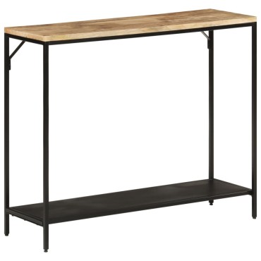 vidaXL Τραπέζι Κονσόλα 90x30x75cm Μασίφ Ακατ. Ξύλο Μάνγκο/Σίδηρο 1 τεμ.