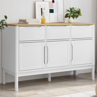 vidaXL Ντουλάπι FLORO Λευκή 114x43x74cm από Μασίφ Ξύλο Πεύκου 1 τεμ.
