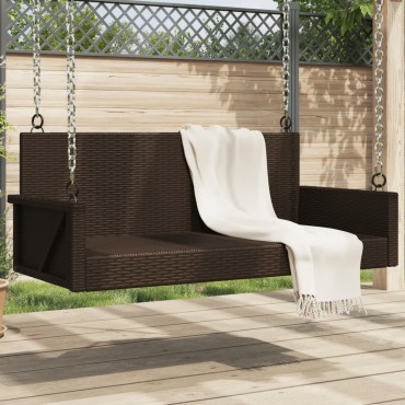 vidaXL Παγκάκι Κούνια Καφέ 119x56x48cm από Συνθετικό Ρατάν 1 τεμ.