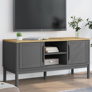 vidaXL Έπιπλο Τηλεόρασης FLORO Γκρι 114x43x55cm Μασίφ Ξύλο Πεύκου