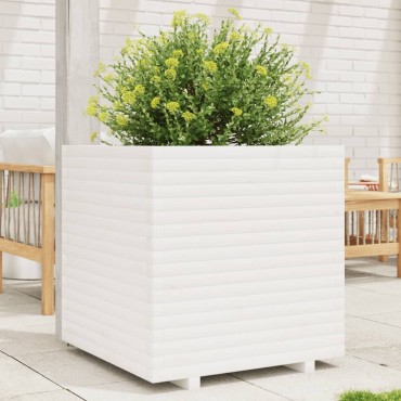 vidaXL Ζαρντινιέρα Λευκή 70x70x72 εκ. από Μασίφ Ξύλο Πεύκου
