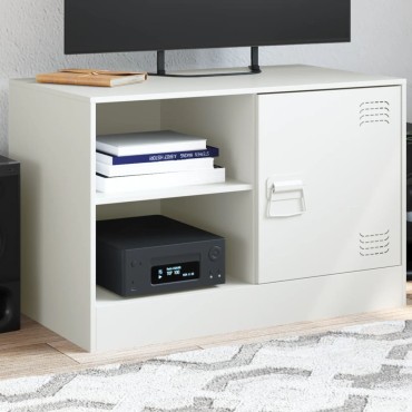 vidaXL Έπιπλο Τηλεόρασης Λευκό 67x39x44cm από Χάλυβα