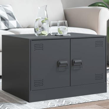 vidaXL Τραπέζι Κήπου Ανθρακί 67x50x44cm Ατσάλινο 1 τεμ.