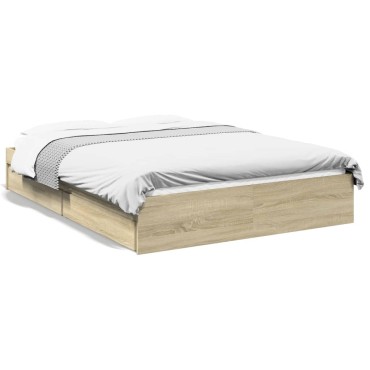 vidaXL Πλαίσιο Κρεβατιού με συρτάρια Sonoma Δρυς 120x200εκ. Επεξ. Ξύλο