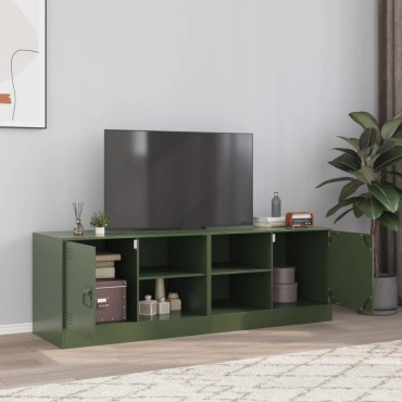 vidaXL Έπιπλα Τηλεόρασης 2 τεμ. Πράσινο Λαδί 67x39x44cm από Χάλυβα